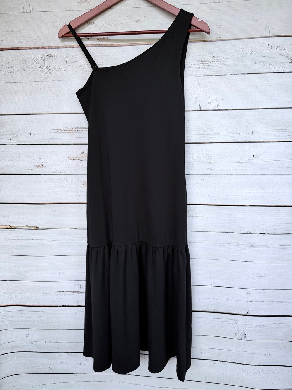 Banana Republic Black One Shoulder Ruffle Knit Midi Dress - Size Small - Picture 2 of 4